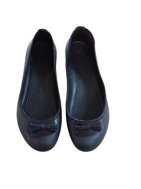 Crocs Womens  Flats Shoes Size 8 Black Slip-On Bow Casual Comfort